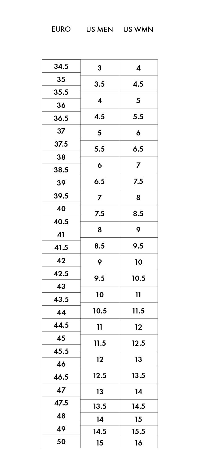 SCARPA Euro US Sizing Chart